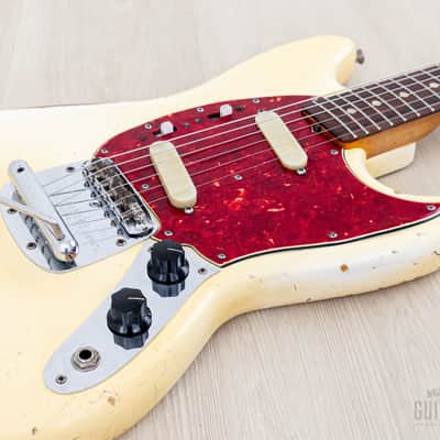 1965 Fender Mustang Vintage Offset Guitar Olympic White w/ Case image 6