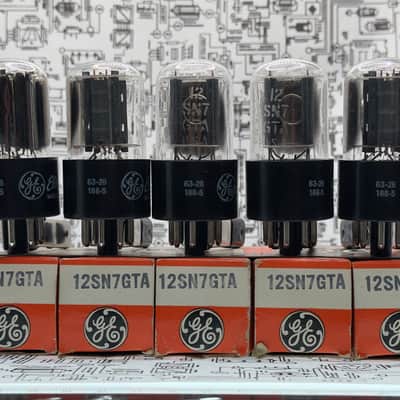 General Electric 12SN7GTA Preamp Tube Set Grey Plates Same Codes USA 1963 Tested image 1