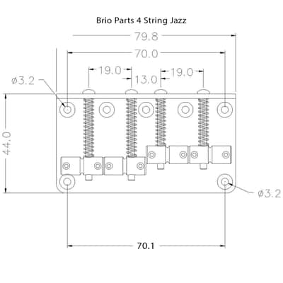Brio 4 String Vintage Style Bass Bridge for Jazz Bass Top Load Chrome image 4