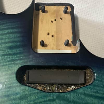 1987 Korean Ibanez RG250 Transparent Blue Flame Maple Guitar Body Powerocker Ready image 7