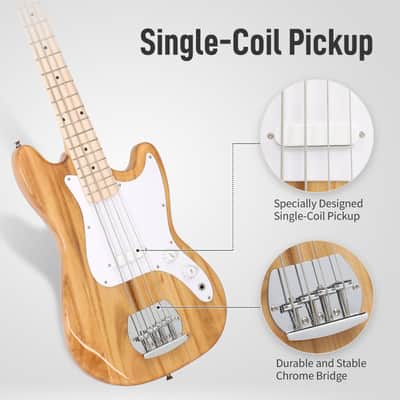 Glarry 30in GB Electric Bass Guitar Short Scale Burlywood image 6