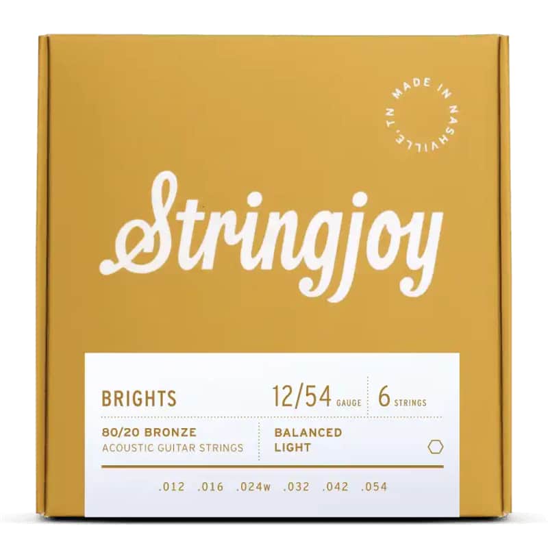 Stringjoy Brights 80/20 Bronze Acoustic Guitar Strings | 12-54 (Balanced Light) image 1