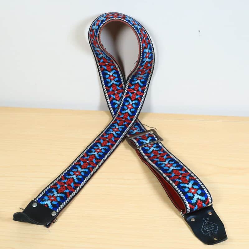 Vintage Ace Embroidered Guitar Strap Red White Blue Strap Clapton Hendrix image 1