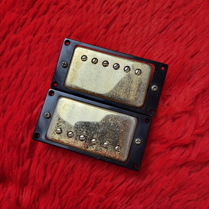 Unknown Brand & Model Gold Covered Humbucker Set Pair - 1990's - 2010's - 8.22K & 8.37K ohm image 1