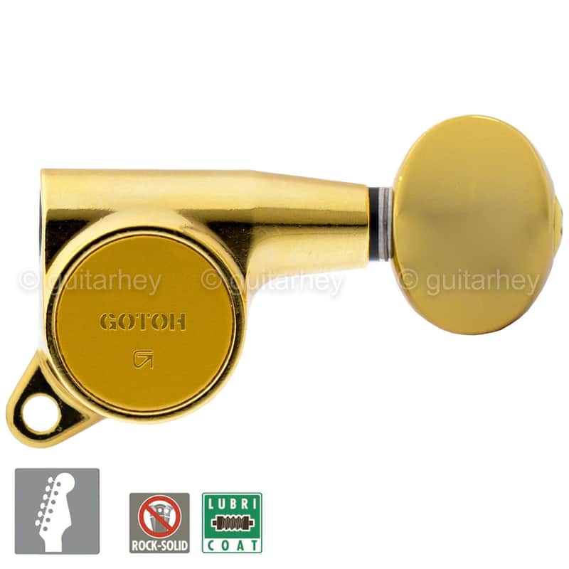 NEW Gotoh SG381-05 Tuners 6-in-Line Set w/ OVAL Buttons Right Handed - GOLD image 1