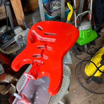Fiesta Red Heavy Relic Stratocaster body, Nitro paint, made in Italy image 10