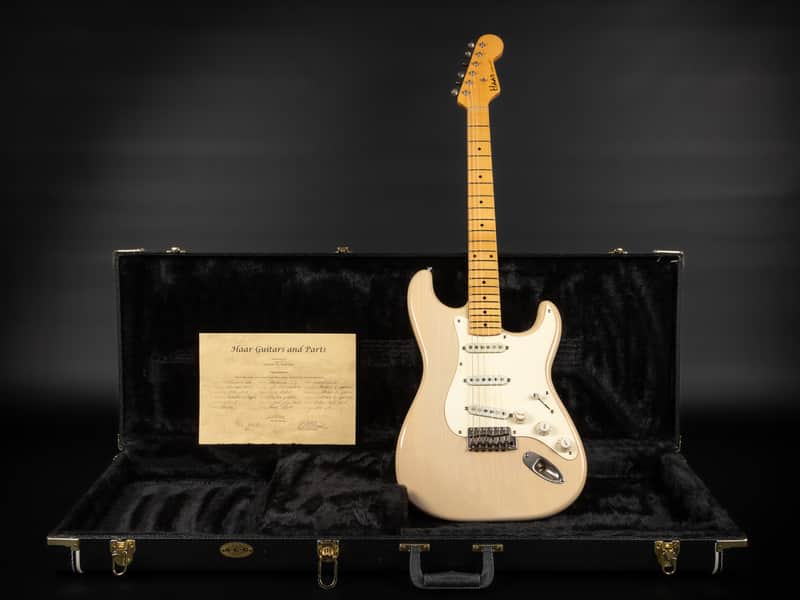 2013 Haar Traditional S Old Headstock - Nitro Blonde Light Aged | Custom Stratocaster 1-Piece Swamp Ash Body Maple Fretboard Amber Pickups | Case image 1