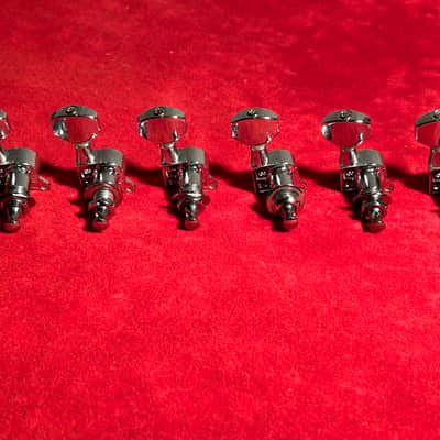 Unmarked 6 In-Line Lefty Or Reverse Headstock Right Chrome Tuning Machine Heads image 2