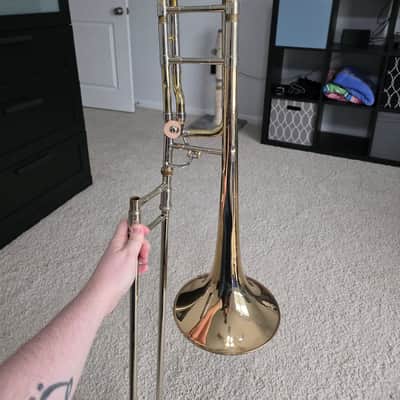 Bach Stradivarius 42G Bflat Trombone w/ F Attachment 2000's - Gold brass image 5