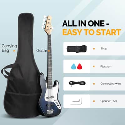 Glarry Blue Full Size 5 String GJazz Electric Bass Guitar image 3