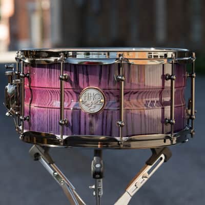 HHG Drums 14x7 Contoured White Ash Stave Snare Drum, Purple Burst High Gloss Lacquer image 1