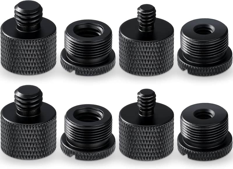 8 Pieces Mic Stand Adapter 5/8 Female to 3/8 Male and 3/8 Female to 5/8 Male, 5/8 Female to 1/4 Male and 1/4 Female to 5/8 Male Screw Thread Adapter Mic Thread Adapter Set for Microphone (Black) image 1