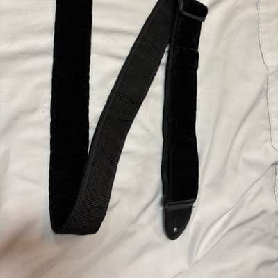 LM 2" Crushed Velvet Black guitar STRAP W/ Leather Ends- Comfortable, Soft - Fire Sale image 1