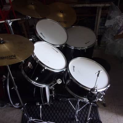 Legion by Peace Jet Black 5 Pc. Drum Set 4 Cymbals, Hi Hat stand +2 more Stands Bass Pedal + Throne image 6