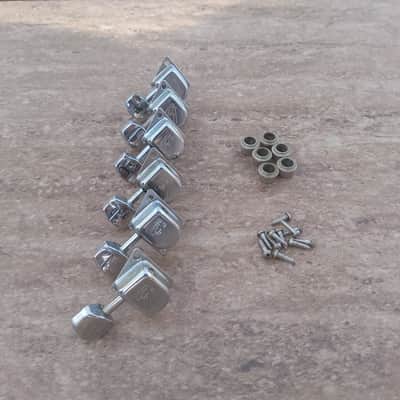 Set of Vintage Late 1960's Fender "F" LEFT-HANDED Guitar Tuners w/ Ferrules, Screws! Original Stratocaster, Telecaster Parts! image 1