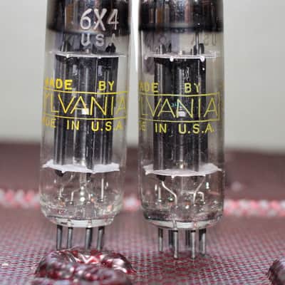 SYLVANIA 6X4 6202 PERFECT MATCH PAIR FULL WAVE RECTIFIER BLACK PLATE TEST NOS VINTAGE 1959 image 1