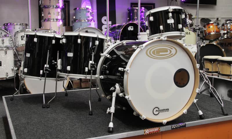 Orange County Drums & Percussion OCDP USA Custom Drum Kit  22" 4 Piece Shell Pack Black w/ White Hw image 1