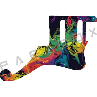 Custom Pickguard For 2020 - 2021 D 'Angelico Deluxe Bedford SH Limited Edition HSS Version 1 - Rainbow Paint Swirl Graphic .090"
