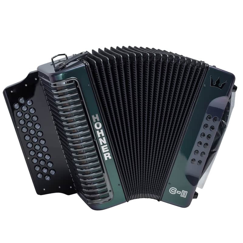 Hohner Corona C-II FBE (FA) Diatonic Accordion Green to Gold image 1