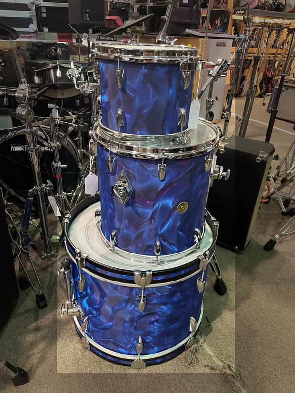 Gretsch Broadkaster 3-piece Drum Set Kit Shell Pack - kick, floor tom, tom - Peacock Satin Flame - Local Pickup Only image 1
