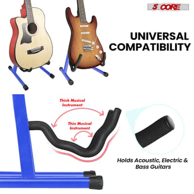 5 Core Guitar Stand A Frame w Soft Foam Arm Non Slip Rubber for Acoustic Electric Bass Ukulele image 7