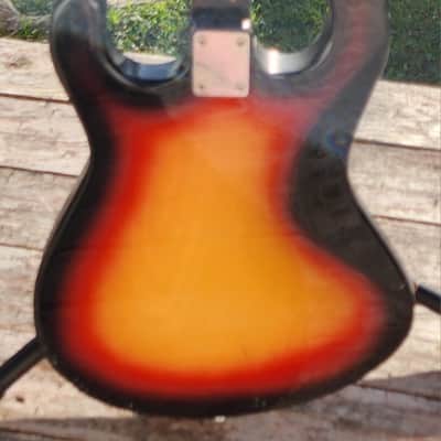 Univox Hi Flyer Bass Tobacco Burst w Speed Bump Pups 1960s Japan image 14