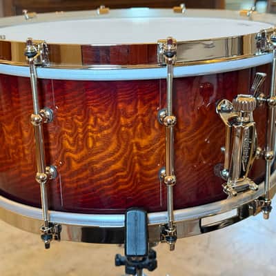 Ludwig Aged Exotic Tamo Ash 6.5x14 Snare Drum Cherry Carmel Lacquer image 6