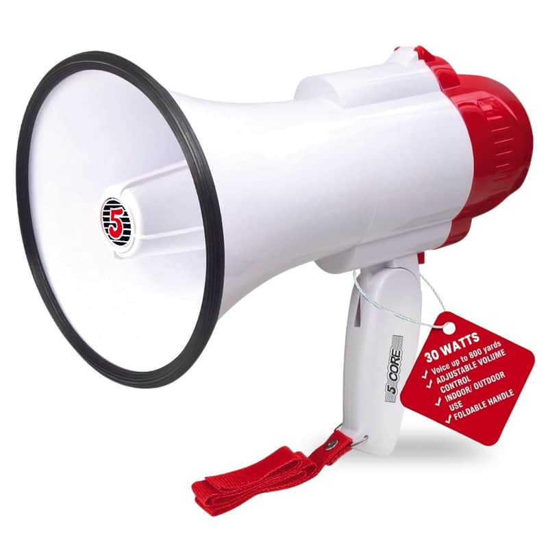 5 Core Megaphone 30W Bull Horn PA Speaker w 800 Yards Range Loud Siren Voice Amp image 1