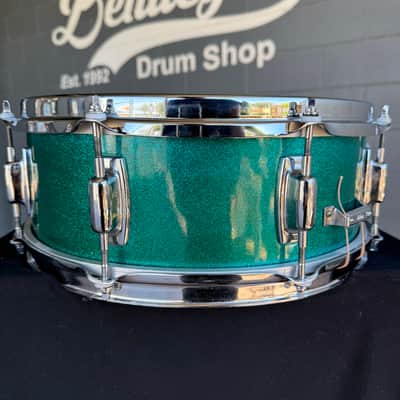 Vintage Ludwig Standard 5x14 Snare Drum in Turquoise Sparkle with S-Hoop Batter (Rm4) image 4