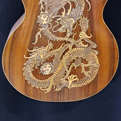 Blueberry Handmade Acoustic Guitar Grand Concert Dragon Motif image 14