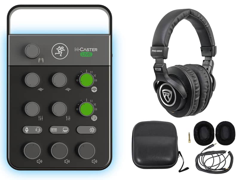 Mackie M Caster Live Streaming Podcasting Smartphone/USB FX Mixer + Headphones image 1