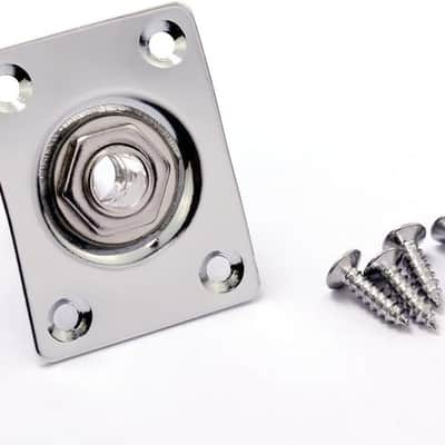 JD.Moon Square Metal 1/4 Output Jack Plate Input Jack Socket for Electric Guitar Bass (Chrome) image 4