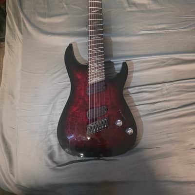 Schecter Omen Elite-7 Multiscale 2022 - Present - Black Cherry Burst image 2