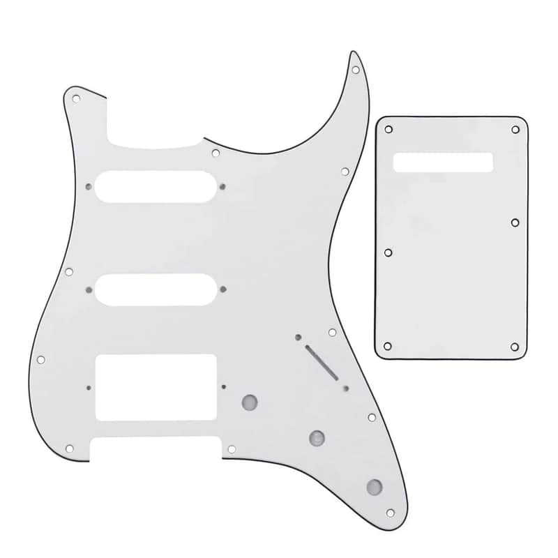 11-Hole HSS Strat Pickguard and Back Plate - 3-Ply White (Fast Free US Shipping!) image 1