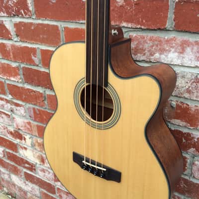 CORT SJB5F Fretless Acoustic Electric Bass Guitar image 2