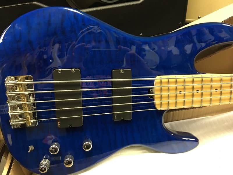 ESP/LTD Surveyor 415 Bass Guitar Quilt Blue Electric Bass image 1
