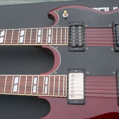 Burny  Jimmy Page Red RSG-140 Double Neck Guitar CIRCA 1992 Cherry Red image 15