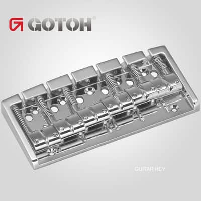 NEW Gotoh 404BO-6 6-String Bass Bridge MULTI TONAL Brass Saddles - CHROME image 1