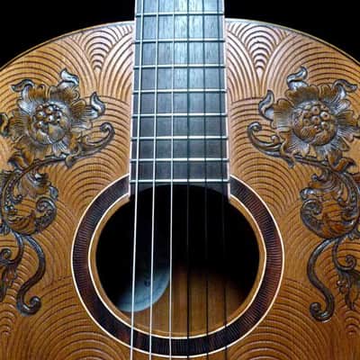 Blueberry Handmade Classical Nylon String Guitar Floral Motif Built to Order image 5