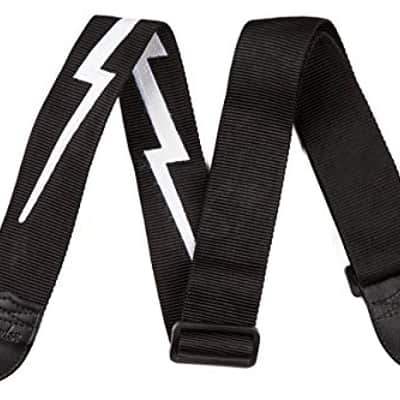 Genuine Fender 2" Nylon Adjustable Black Guitar Strap w/ Logo, Lightning Bolt image 3