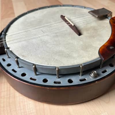 1940's U.S. Kay 4-string Tenor Banjo Patriotic WW2 + Original Case image 8