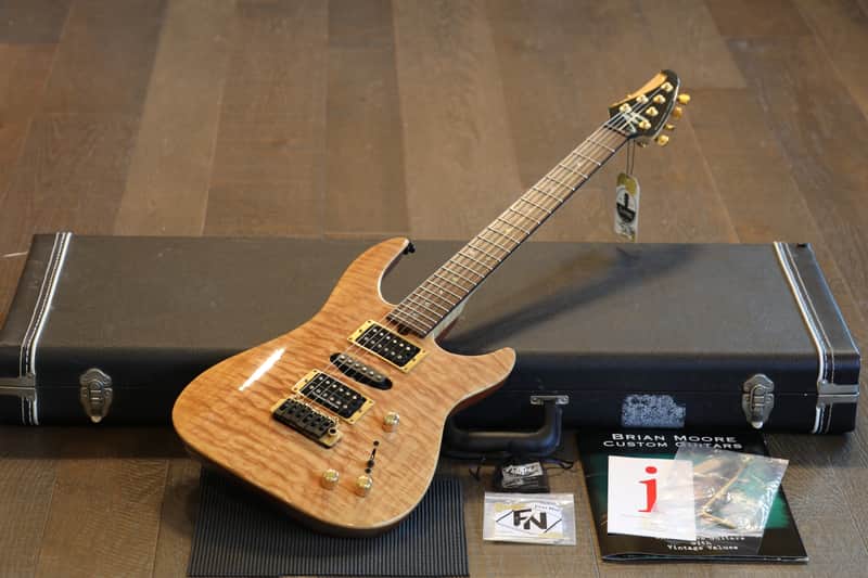 2001 Brian Moore C90-P Custom HSH Electric Guitar Piezo Quilt Natural + OHSC image 1