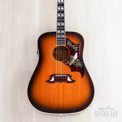 1991 Orville by Gibson Dove Vintage Sunburst Dreadnought Acoustic Electric Guitar w/ Case image 2