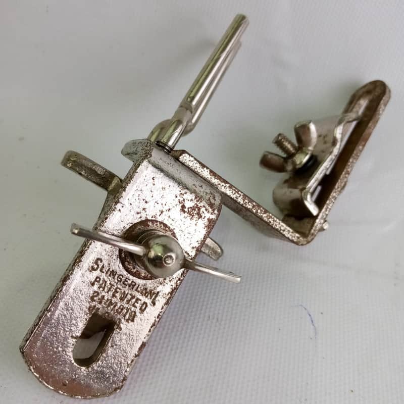 *Slingerland Cowbell+Wood-Block Clamp-On Bass Drum Mount Nickel 50s Radio King* image 1