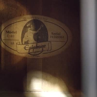 Epiphone Classical Acoustic Guitar, Model C40, Nylon Strings 1990s - Natural image 4