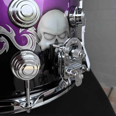 ~NEW~ DW Collector's Series SSC Pure Maple 8x14 Snare Drum in Exotic Sawblades & Skulls Graphics w/ Chrome Hardware image 4