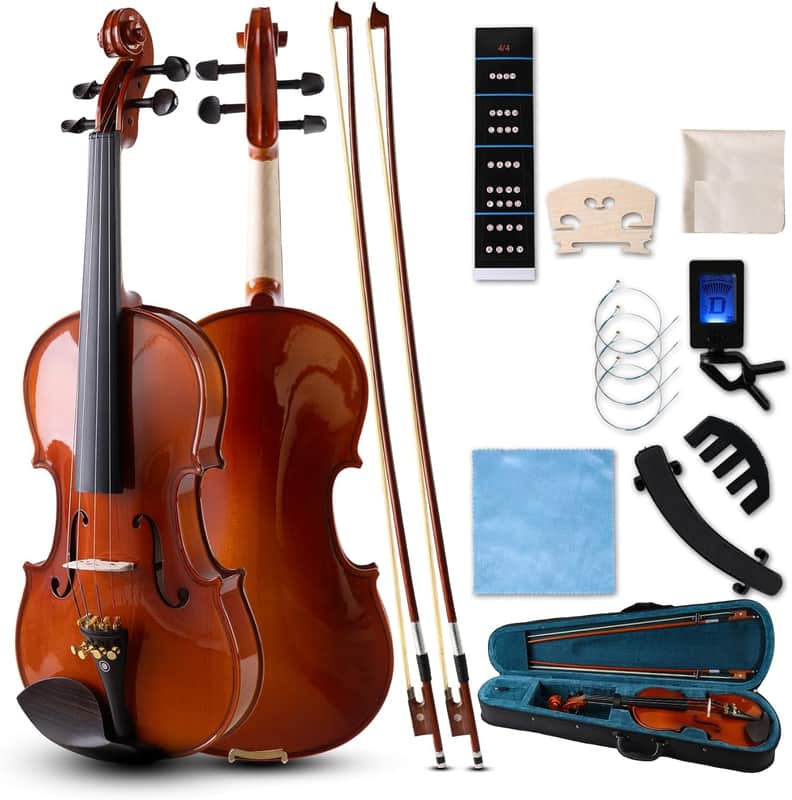 Violin 4/4 Full Set,Beginner Violin for Adults,Kids,Students,4/4 Violin with spruce,maple and ebony accessories,Full Size Violin with 13 pieces for Beginner image 1
