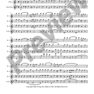 Flute Sheet Music - Anything You Say! (Walter Donaldson).   Arranged for flute quartet.  Full Score and Parts. image 1