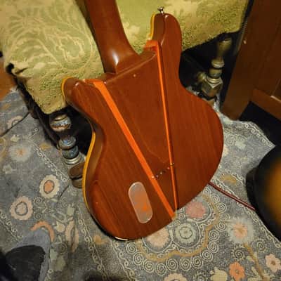 Gibson  Les Paul Jr  1959 Modded Maple Top With Brazilian Rosewood Inserts Painted Blue And Orange With Added Old Growth Flame Maple Cap Odd Ball Conversion image 6