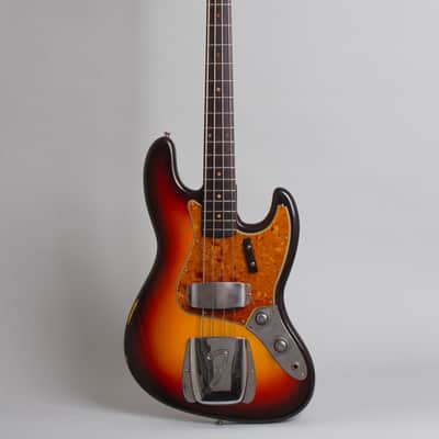 Fender Jazz Bass Solid Body Electric Bass Guitar (1960), ser. #54837, original brown tolex hard shell case. image 1